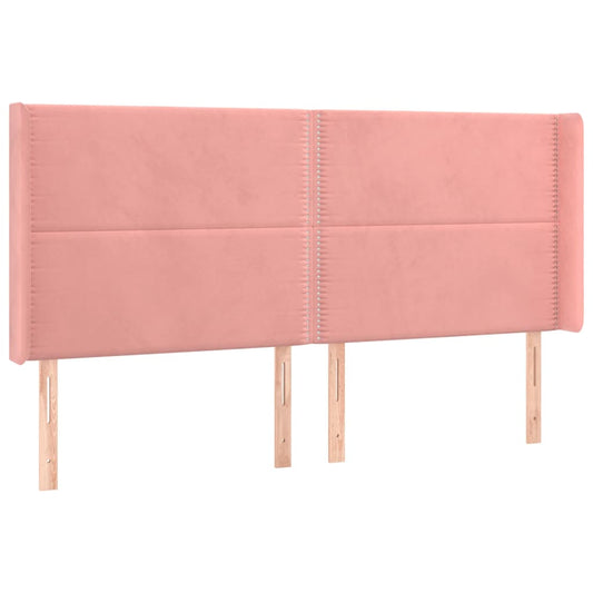 Čelo Postele Typu Ušák Růžové 163X16X118/128 Cm Samet