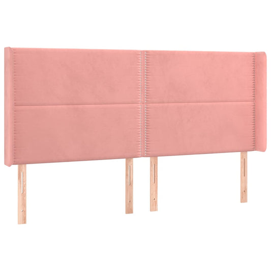 Čelo Postele Typu Ušák Růžové 203X16X118/128 Cm Samet