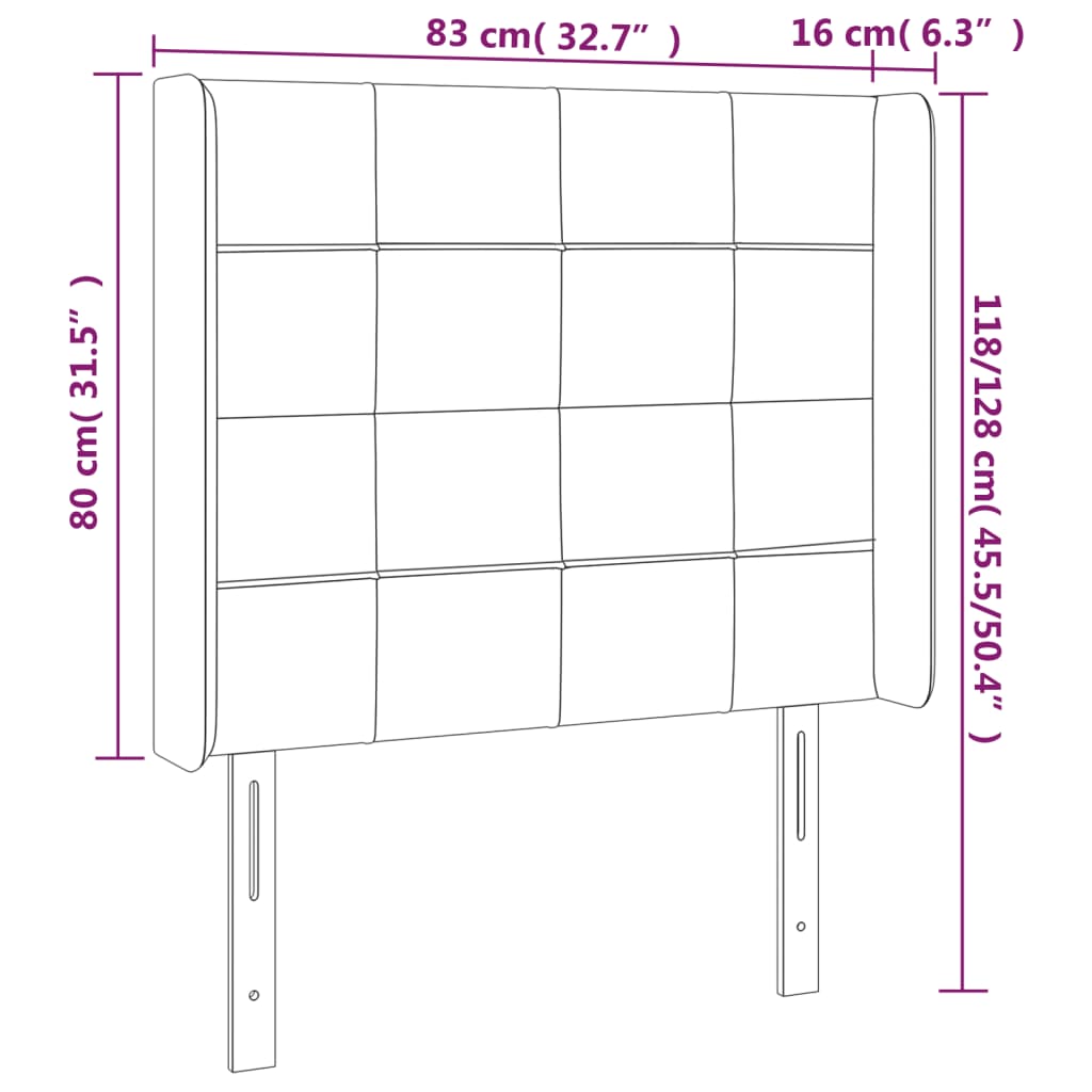 Čelo Postele Typu Ušák Tmavě Modrá 83X16X118/128 Cm Samet
