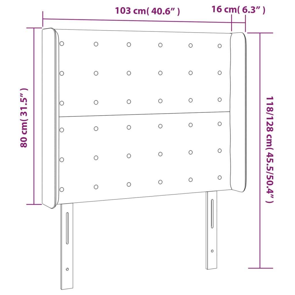Čelo Postele Typu Ušák Krémové 103X16X118/128 Cm Umělá Kůže