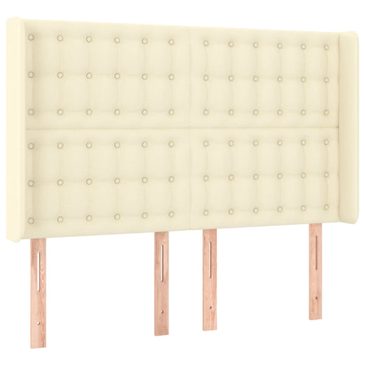 Čelo Postele Typu Ušák Krémové 147X16X118/128 Cm Umělá Kůže
