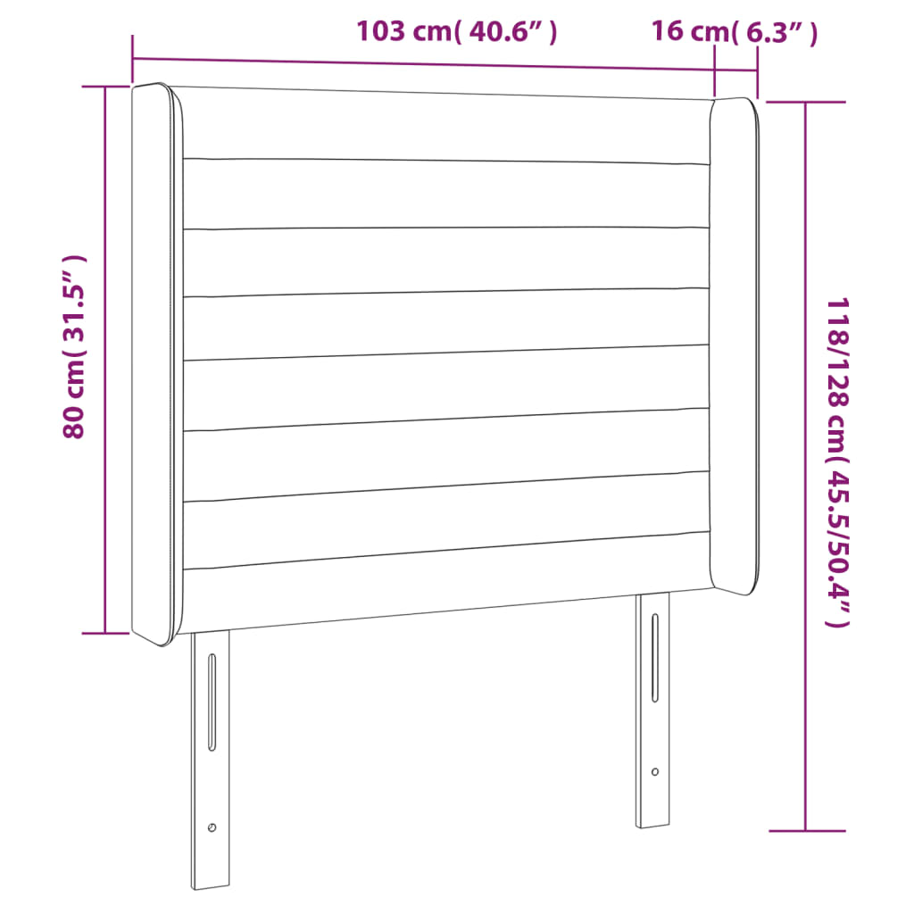 Čelo Postele Typu Ušák Tmavě Modrá 103X16X118/128 Cm Samet