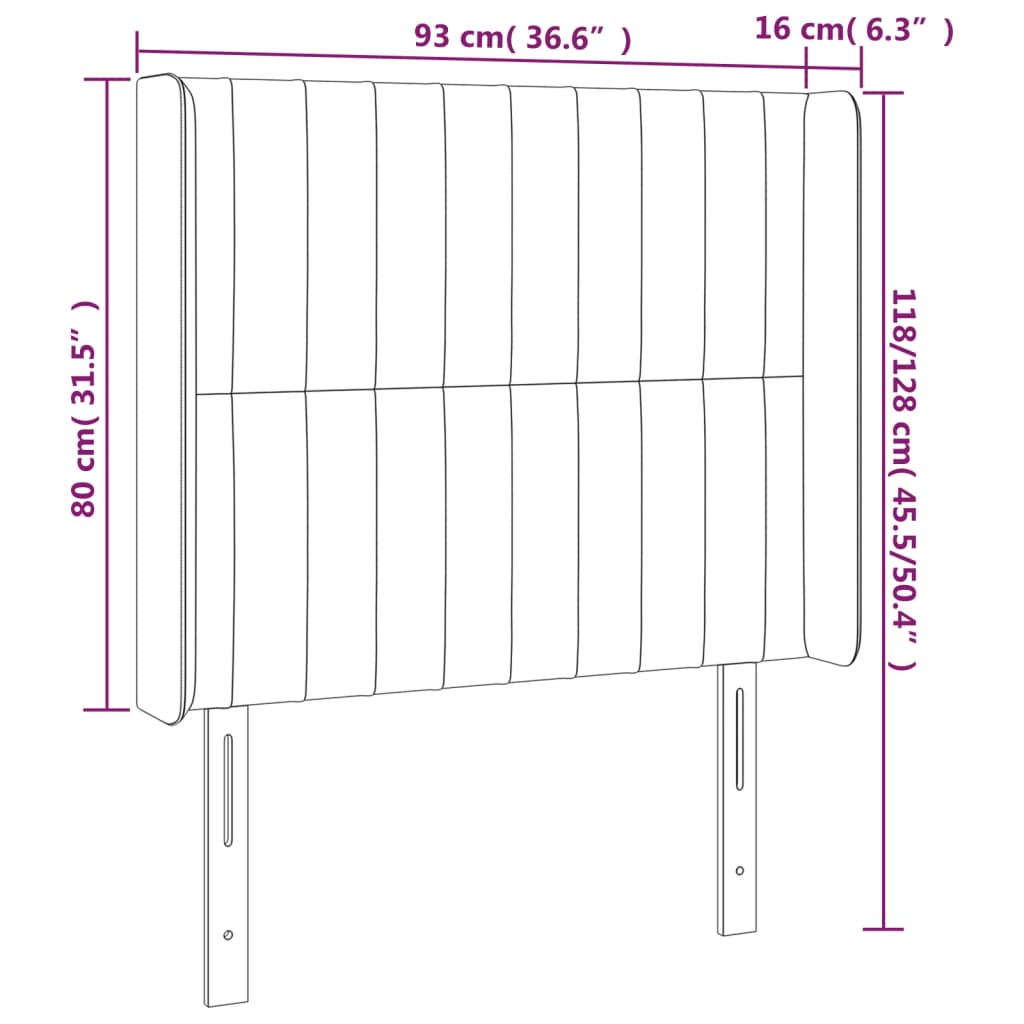 Čelo Postele Typu Ušák Tmavě Modrá 93X16X118/128 Cm Samet
