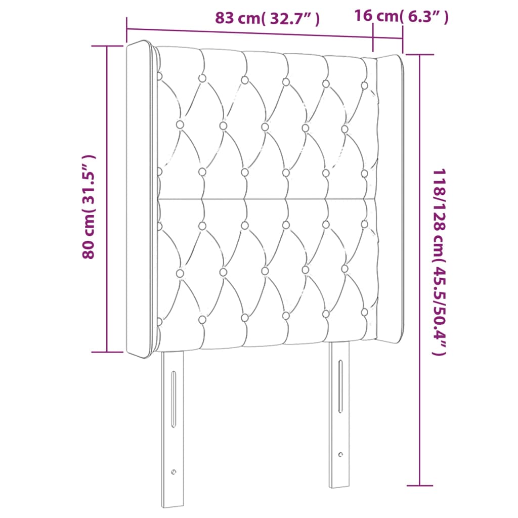 Čelo Postele Typu Ušák Tmavě Šedé 83X16X118/128 Cm Textil