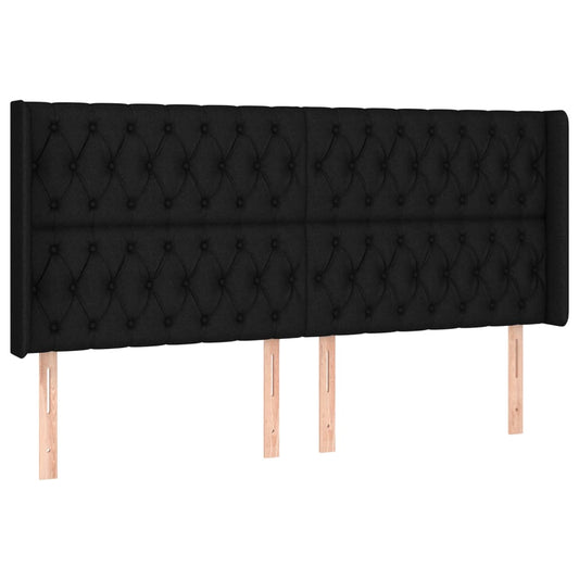 Čelo Postele Typu Ušák Černé 183X16X118/128 Cm Textil