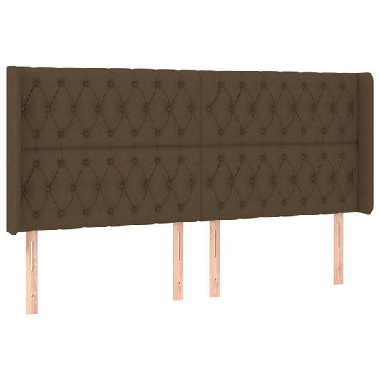 Čelo Postele Typu Ušák Tmavě Hnědé 203X16X118/128 Cm Textil