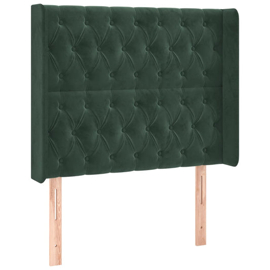 Čelo Postele Typu Ušák Tmavě Zelené 93X16X118/128 Cm Samet