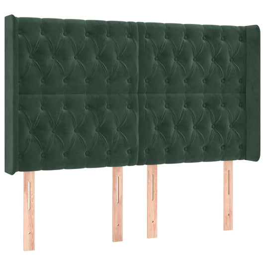 Čelo Postele Typu Ušák Tmavě Zelená 147X16X118/128 Cm Samet