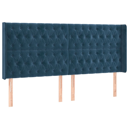 Čelo Postele Typu Ušák Tmavě Modrá 203X16X118/128 Cm Samet