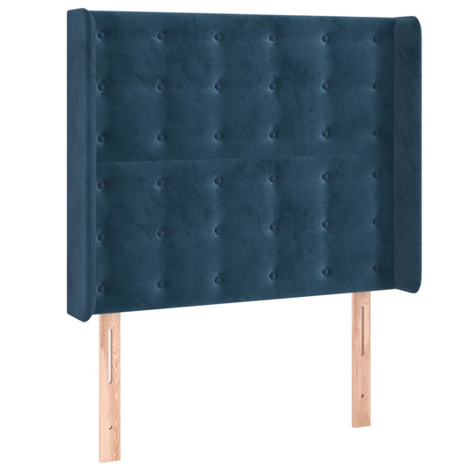 Čelo Postele Typu Ušák Tmavě Modrá 83X16X118/128 Cm Samet