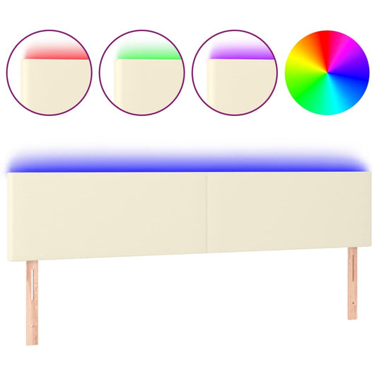 Čelo Postele S Led Krémové 180X5X78/88 Cm Umělá Kůže