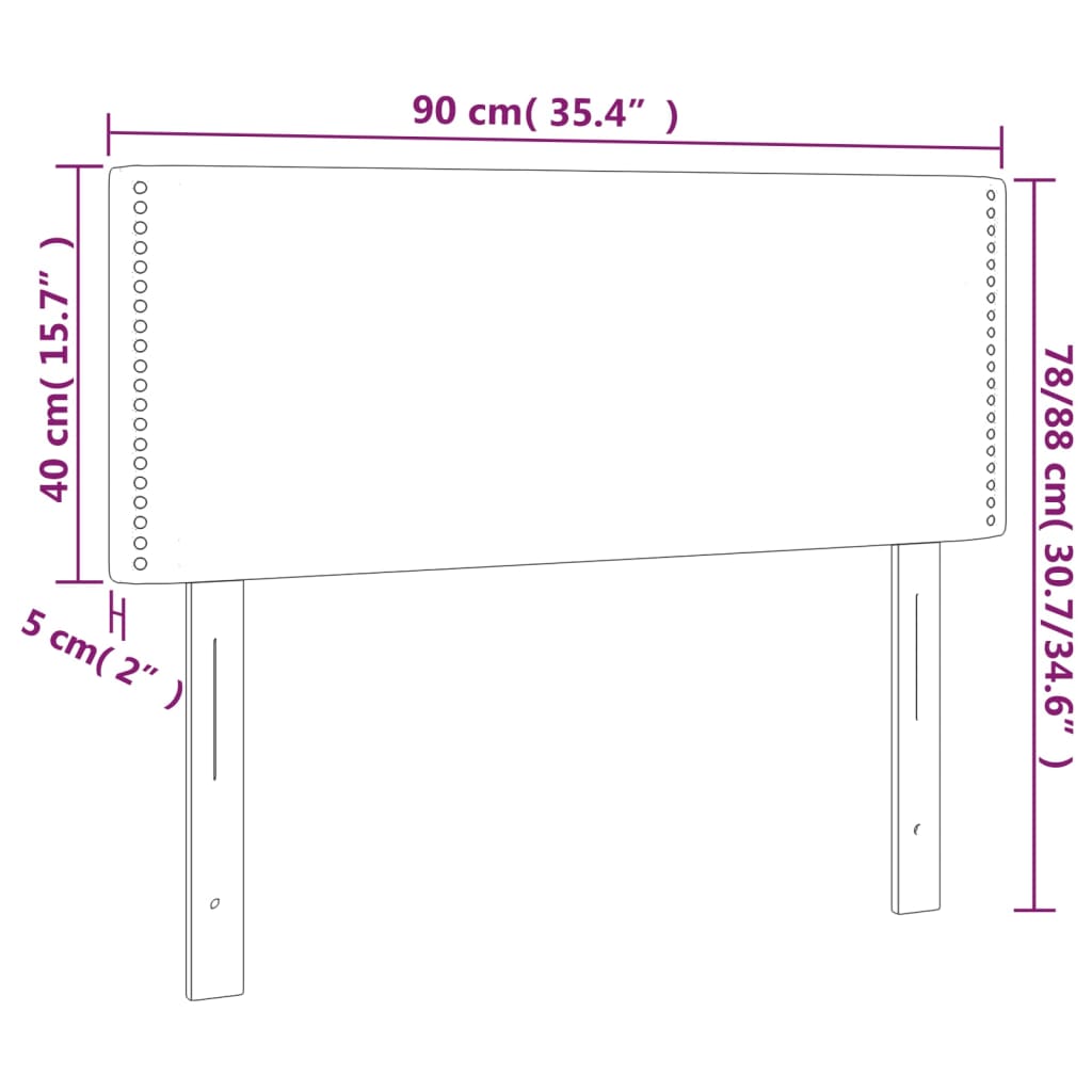 Čelo Postele S Led Světle Šedé 90X5X78/88 Cm Textil
