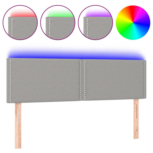 Čelo Postele S Led Světle Šedé 144 X 5 X 78/88 Cm Textil