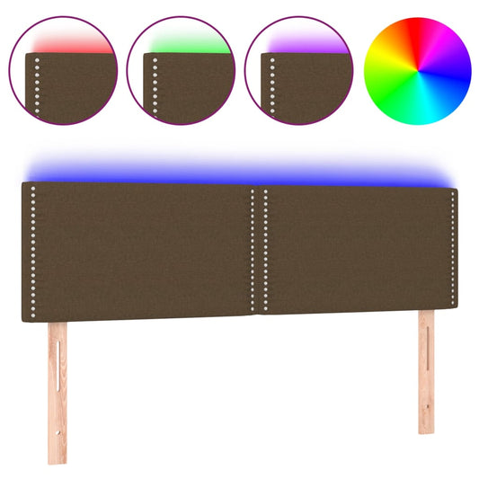 Čelo Postele S Led Tmavě Hnědé 144X5X78/88 Cm Textil