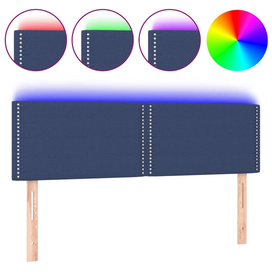Čelo Postele S Led Modré 144X5X78/88 Cm Textil