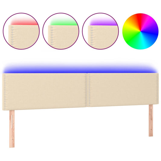 Čelo Postele S Led Krémové 180X5X78/88 Cm Textil