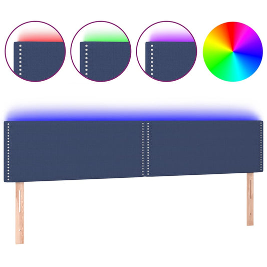 Čelo Postele S Led Modré 200X5X78/88 Cm Textil