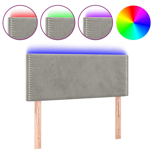 Čelo Postele S Led Světle Šedé 90X5X78/88 Cm Samet