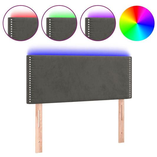 Čelo Postele S Led Tmavě Šedé 100X5X78/88 Cm Samet