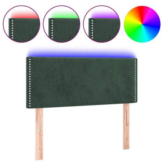 Čelo Postele S Led Tmavě Zelené 100X5X78/88 Cm Samet
