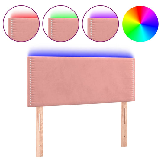 Čelo Postele S Led Růžové 100X5X78/88 Cm Samet