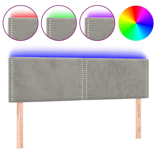 Čelo Postele S Led Světle Šedé 144 X 5 X 78/88 Cm Samet