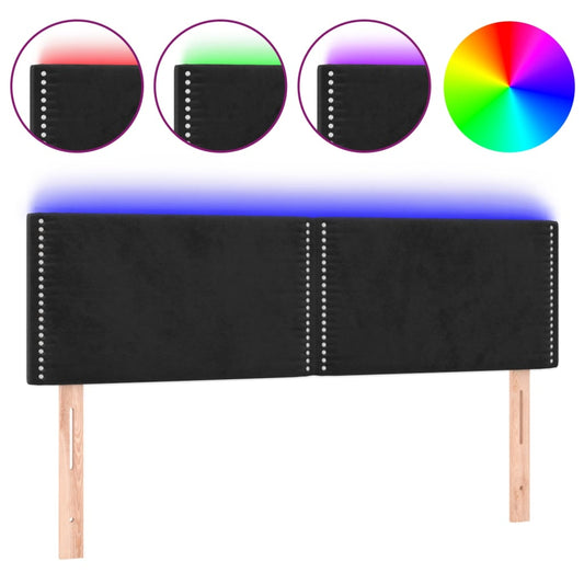 Čelo Postele S Led Černé 144X5X78/88 Cm Samet