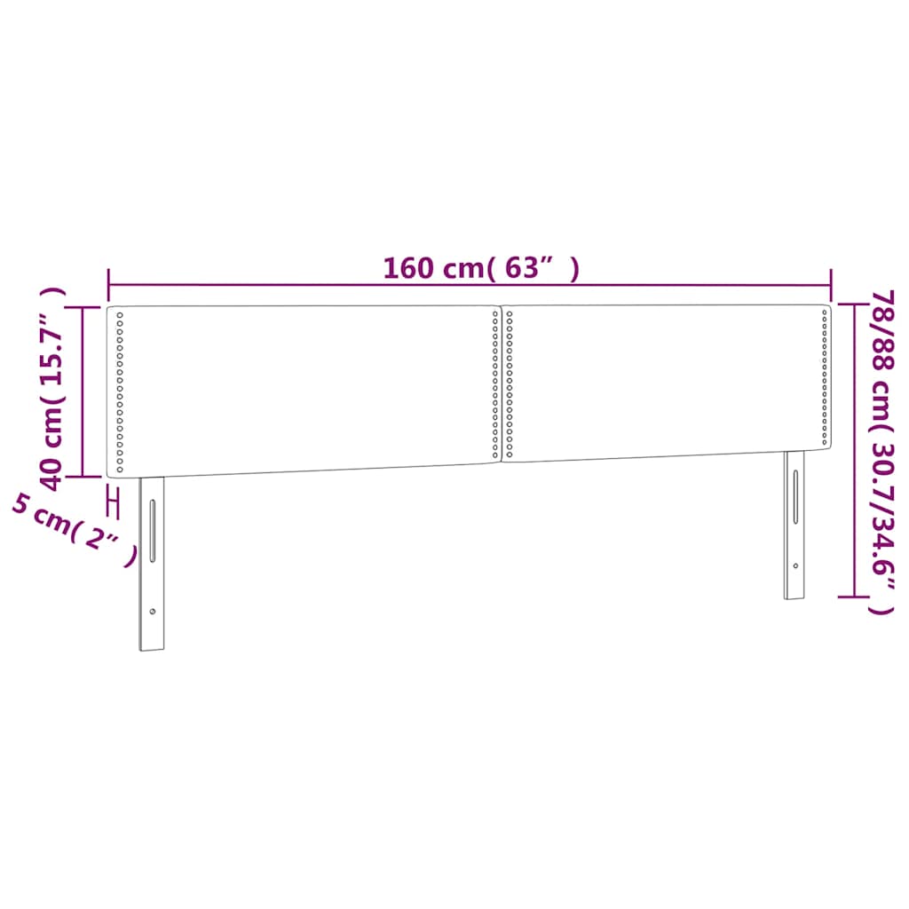 Čelo Postele S Led Tmavě Modré 160X5X78/88 Cm Samet