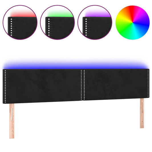 Čelo Postele S Led Černé 180X5X78/88 Cm Samet