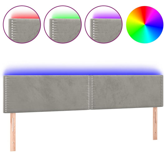 Čelo Postele S Led Světle Šedé 200X5X78/88 Cm Samet