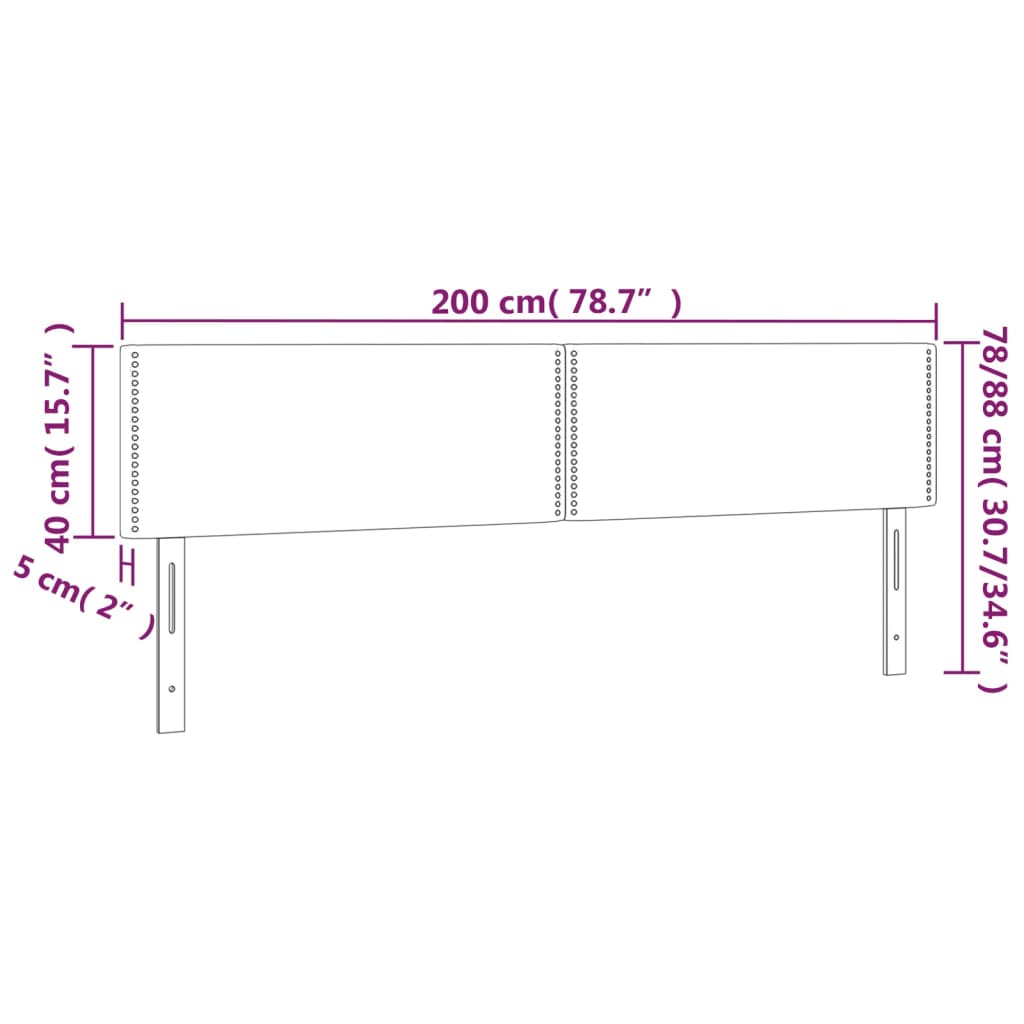 Čelo Postele S Led Světle Šedé 200X5X78/88 Cm Samet