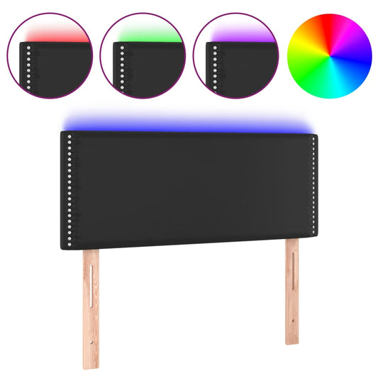 Čelo Postele S Led Černé Umělá Kůže