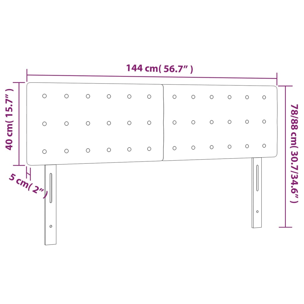 Čelo Postele S Led Krémové 144X5X78/88 Cm Umělá Kůže