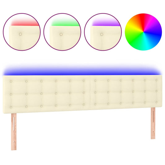 Čelo Postele S Led Krémové 200X5X78/88 Cm Umělá Kůže