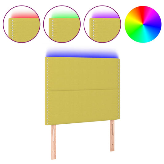 Čelo Postele S Led Zelené Textil Zelená