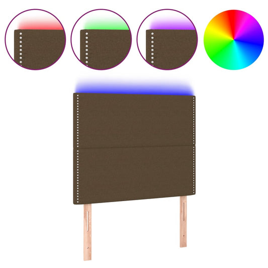 Čelo Postele S Led Tmavě Hnědé 90X5X118/128 Cm Textil