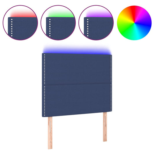 Čelo Postele S Led Modré 90X5X118/128 Cm Textil