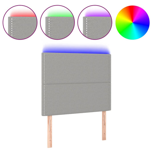 Čelo Postele S Led Světle Šedé 100X5X118/128 Cm Textil