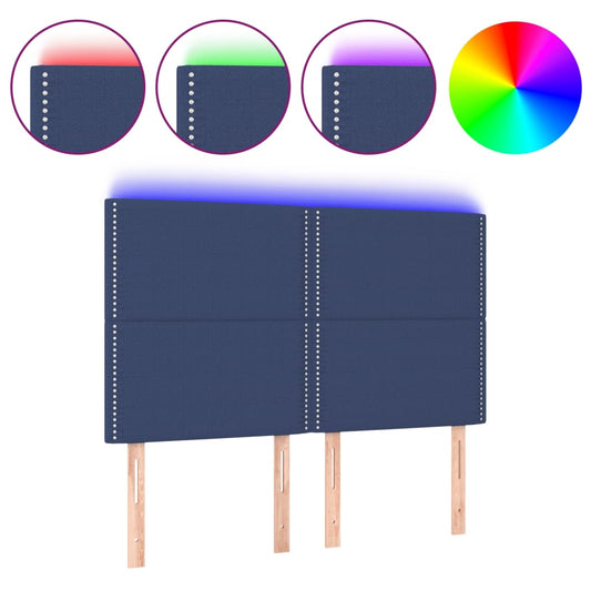 Čelo Postele S Led Modré 144X5X118/128 Cm Textil