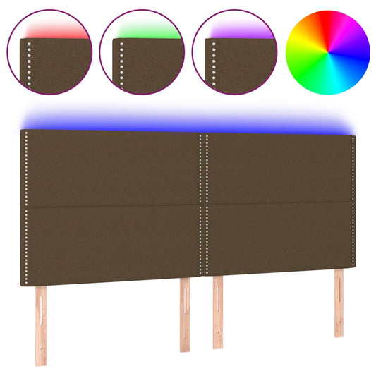 Čelo Postele S Led Tmavě Hnědé 180X5X118/128 Cm Textil