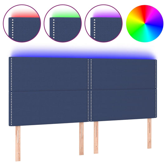 Čelo Postele S Led Modré 180X5X118/128 Cm Textil