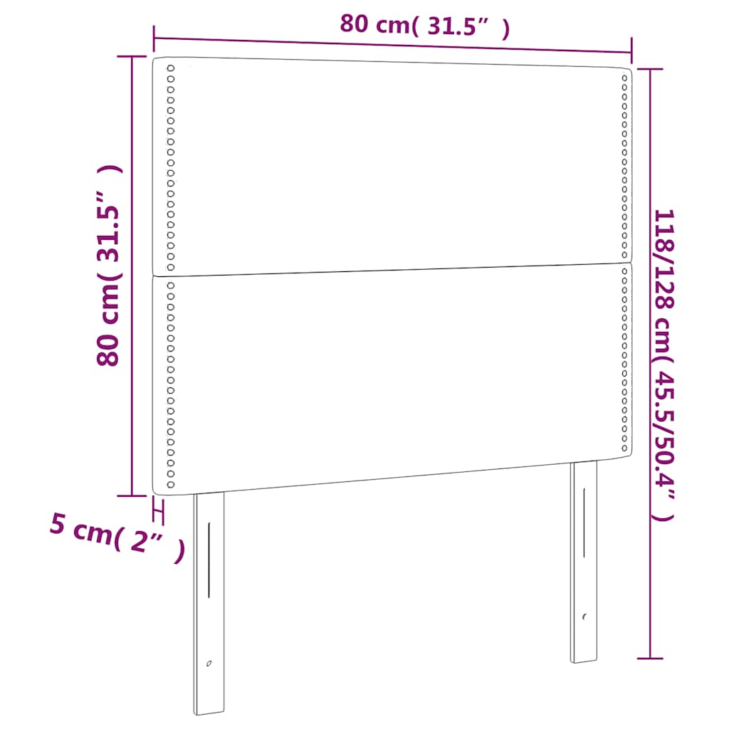 Čelo Postele S Led Tmavě Modré 80X5X118/128 Cm Samet