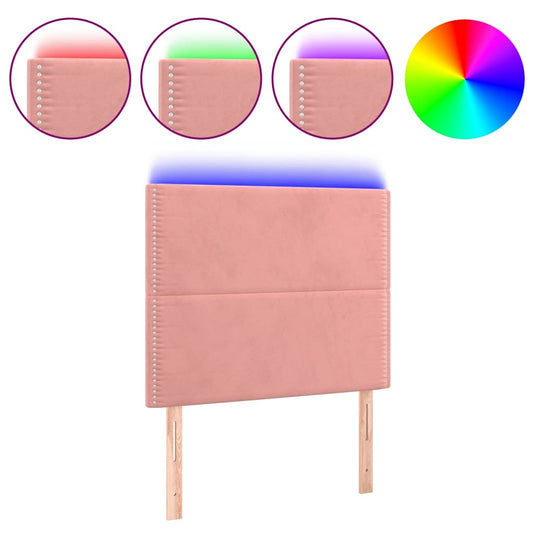 Čelo Postele S Led Růžové 100X5X118/128 Cm Samet