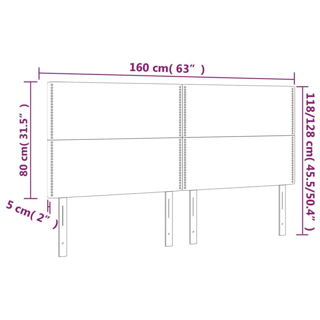Čelo Postele S Led Růžové 160X5X118/128 Cm Samet