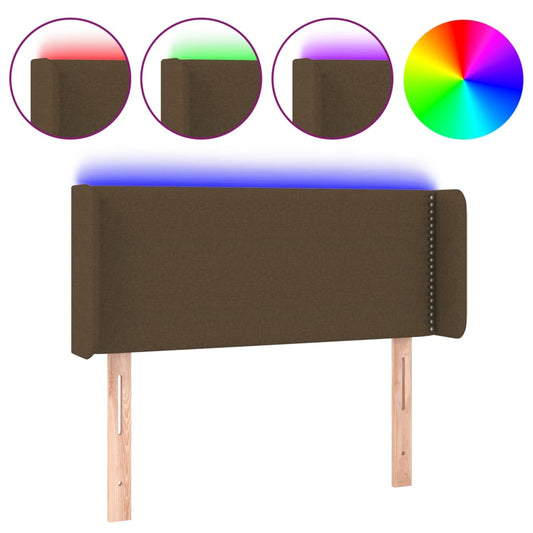 Čelo Postele S Led Tmavě Hnědé 103 X 16 X 78/88 Cm Textil