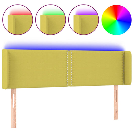 Čelo Postele S Led Zelené Textil Zelená