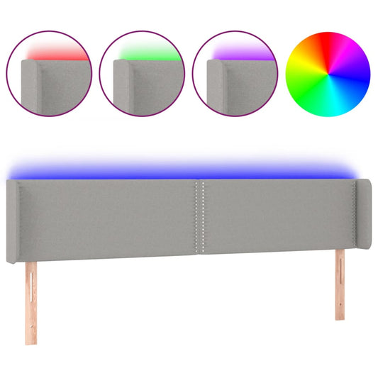 Čelo Postele S Led Světle Šedé 183 X 16 X 78/88 Cm Textil
