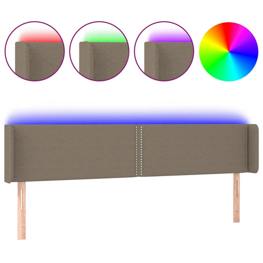 Čelo Postele S Led Taupe 203 X 16 X 78/88 Cm Textil
