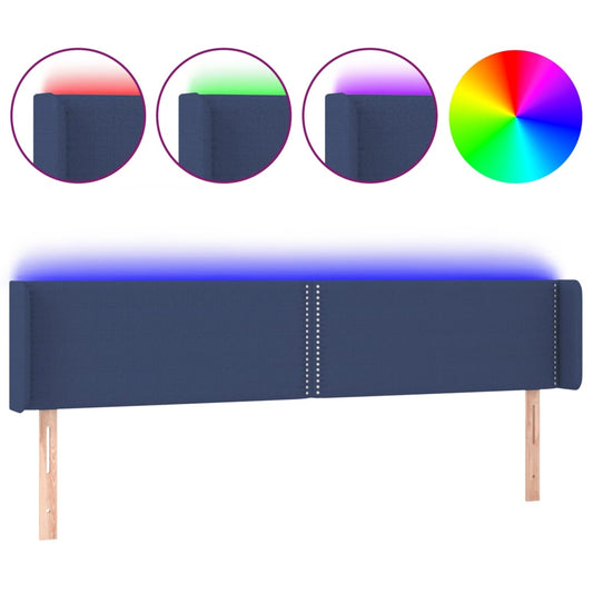 Čelo Postele S Led Modré 203 X 16 X 78/88 Cm Textil