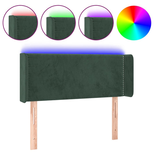 Čelo Postele S Led Tmavě Zelené 83 X 16 X 78/88 Cm Samet